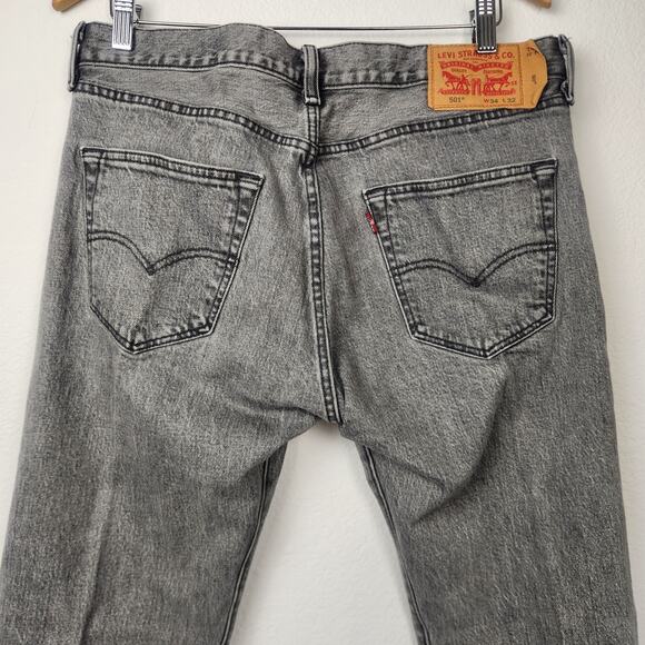 Levi's 501 Snap Button Straight Leg Jeans Size 34x32 Gray - Picture 5 of 8